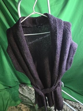 Reitmans Plum Open-Knit Sleeveless Vest with Tie (Copy)